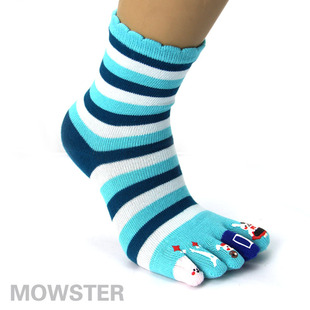  MOWSTER 秋冬新款 保暖中筒五指女袜 纯棉五趾袜子
