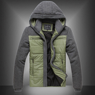  青年棉衣 潮男必备 冬装新款男士韩版修身连帽拼接短棉服外套