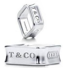 TIFFANY Tiffany plata esterlina cuadrados anillo anillos par de anillos de pareja