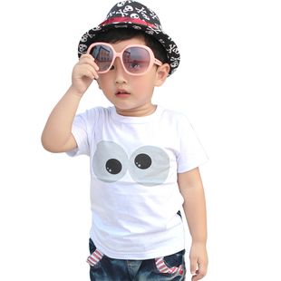  优乐酷韩版童装 男童纯棉T恤 儿童13夏简单个性短袖上衣t恤衫7722