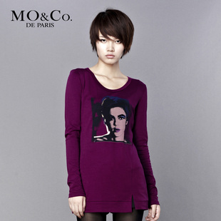 MO&Co.摩安珂M104TST47时尚百搭休闲T恤 圆领长袖T