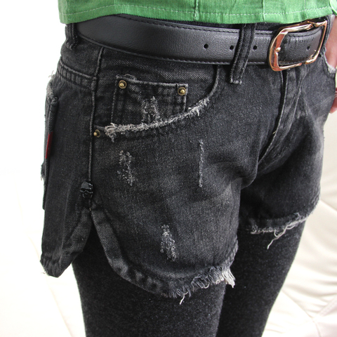 秋<em>冬款</em>包邮黑色<em>牛仔短裤女</em>热裤大码显瘦韩版潮