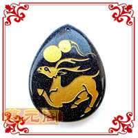 开光属猪2012龙年吉祥物正品福禄开泰蓝色吊坠挂件