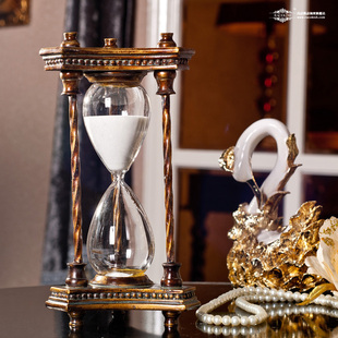  芮诗凯诗 安尼塔欧式树脂玻璃细沙漏创意装饰 客厅卧室书房 摆件