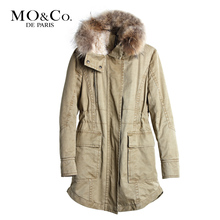 淘宝网MO&Co.摩安珂 女装 M114COD25欧美军装风长款连帽棉服棉衣