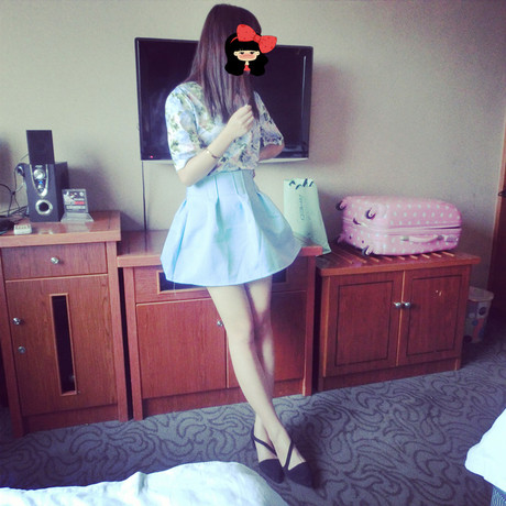 新款韩版碎花短袖上衣加高腰百褶裙短裙套装女
