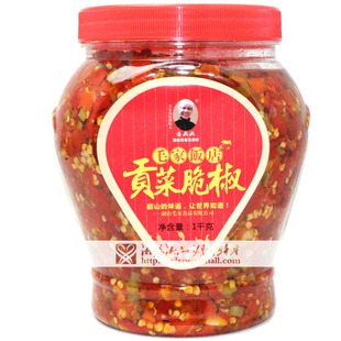  12月22日 湖南韶山 毛家饭店 贡菜脆椒1000克 剁辣椒 2瓶包邮限区