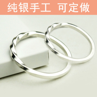  s925纯银情侣对戒天生一对手工纯银戒指指环订制可定做免费刻字49