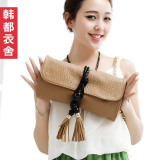 韩都衣舍 韩国女包 2012夏季新款时尚纯色流苏手拿包KC1084棈