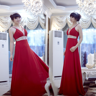 MaxMara luxury style classic red bridal gowns handmade beads elegant toast clothing performance clothing