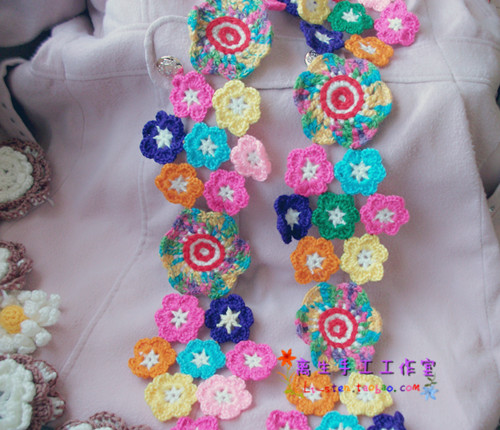 spring and autumn Pure handwork crochet Mori girl candy Hit color Retro gorgeous heavy industry scarf Necklace Versatile Accessoriesin the Accessories/Leather belt/Hat/Muffler , Muffler/Scarves/Shawl category - from Buy2taobao.com to provide professional Taobao agent buy service