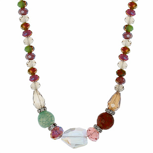 项链蓝绿吊坠女短款...