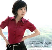 2012夏装新款女装韩版修身泡泡袖ol通勤白色短袖衬衫女衬衣女短袖