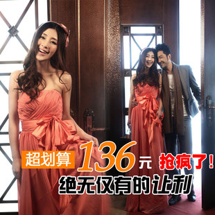 [Millennium bride] new Korean Korean watermelon MaxMara red wedding dress evening dress bride wedding toast clothing
