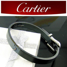 Clásico mens joyería Cartier Cartier pulsera de titanio hombres brazalete negro en vivo hebilla de acero