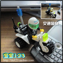 乐高式益智拼装玩具积木 三轮摩托车启蒙城市警察系列101