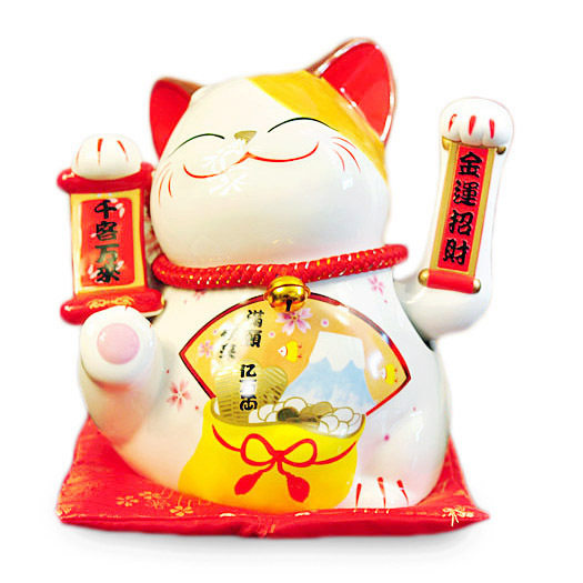 金石工坊10寸千客万来摇手招财猫陶瓷摆件 开业礼品 特大号包邮