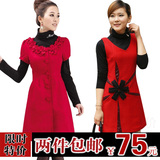 全民疯抢2012新款春装 大码 花朵韩版修身 羊 毛呢连衣裙 女