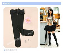 J00543【均一五元】高品质超弹力 蕾丝边过膝长统袜 不起球不走样