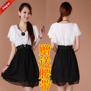 新品2012夏装新款韩版女装修身气质甜美夏裙雪纺连衣裙子女裙夏季