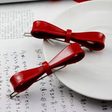 【fj037】韩版 气质 新款 亚克力青蛙夹蝴蝶结边夹发夹头饰酒红色