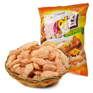  韩国进口零食品 农心 鲜香鱿鱼味膨化片55g 美味鱿鱼酥