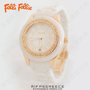  希腊代购 Folli Follie 经典罗马数字全陶瓷手表