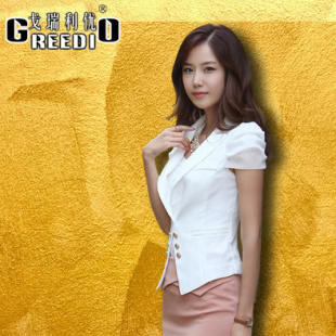   韩版 夏装新款 女士 小西装 修身 外套 女 短袖 小西服短款