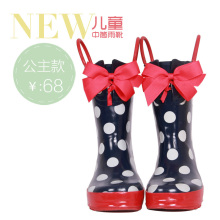 韩版儿童雨鞋系带蝴蝶结公主儿童套鞋四季女中童雨靴胶鞋水鞋正品