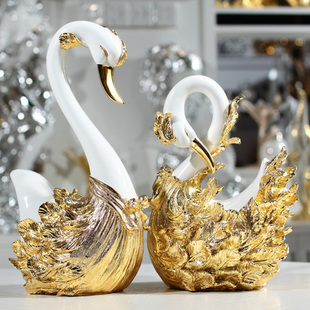  Iword镀金天鹅 结婚礼物创意家居家饰工艺品装饰品摆件 送化妆镜