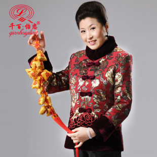  千百怡恋中老年棉衣中年妈妈装秋冬加厚外套女老年人女装冬装棉服