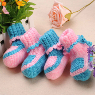 0-1周岁婴儿毛线鞋 纯手工编织男女宝宝保暖鞋