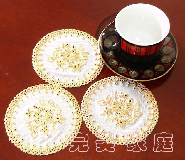 简约花边烫金印花杯垫 精美餐垫 烟灰缸垫 隔热桌垫 碗盘垫圆形|ruв категории посуда, кубок/кубок/чайник, подставки - от Buy2taobao.com для оказания профессиональной услуги покупки агента Taobao