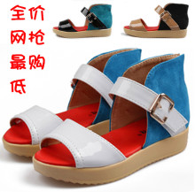 2012春夏季新款正品粉红小猪女童鞋韩版母女单鞋半凉鞋松高底公主