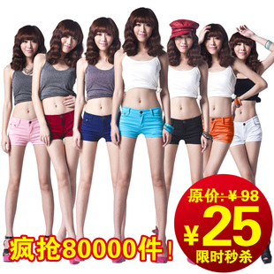 2012新款韩版安全打底牛仔 短裤女夏糖果彩色短裤热裤休闲裤子潮