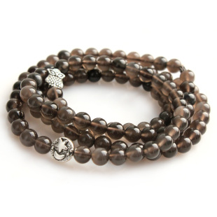  轩玺 纯天然开光冰种 黑曜石 108颗 佛珠手链 女款 辟邪开运 饰品