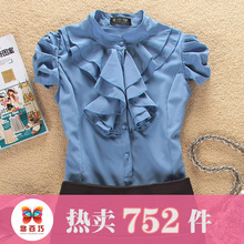 夏装蕾丝娃娃衫衬衫雪纺上衣 2012春装新款韩版女装短袖雪纺衫