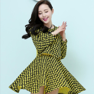 2014春夏季韩版新款女装中长款修身长袖大摆