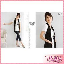 金冠店★★韩国新款R290经典带口袋挂脖披肩马甲T恤★★三色12元