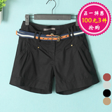 夏装新品 短裤 女 特价欧美风带腰带修身纯色热裤