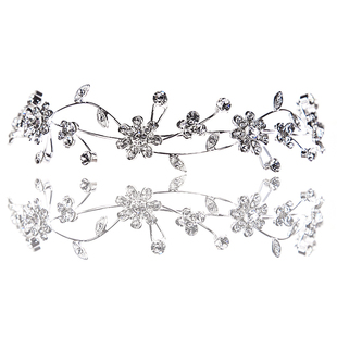  水晶梅花软新娘额饰头饰水钻皇冠 韩式结婚饰品婚纱礼服配饰