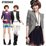 七格格OTHERMIX 秋冬天季条纹外套耸肩小西装02C1442