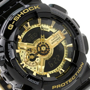  情人节礼物 卡西欧 男表 时尚炫酷户外运动黑金手表GA-110GB-1A