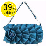 2012新款花朵包包女包西瓜红两用多功能包三用链条包黑色小包折叠
