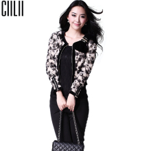 CIILII2012秋冬装新款女装韩版时尚休闲立体玫瑰花朵长袖短外套女