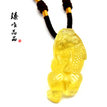 臻唯 招财旺事业 一步登天 极品精雕天然黄水晶貔貅吊坠 男 女