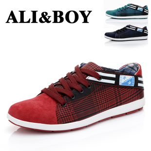  ALI&BOY新款英伦时尚男鞋帆布板鞋 日常休闲鞋格纹潮流鞋男鞋852