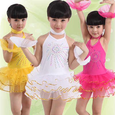 标题优化:巴拉猫儿童舞蹈裙太阳花拉丁舞天鹅舞现代舞男女童表演服607