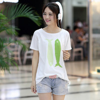 宽新款韩版衣服半袖女装上衣夏装圆领松短袖t