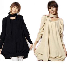 09精品牌秋装09女装上品韩版秋装3092长款女装衣服（配围巾）-连衣裙